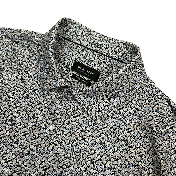 Bugatchi 8 Way Stretch Shirt Mens XXL Floral Oooh Cotton Tech Short Sleeve - Picture 1 of 9
